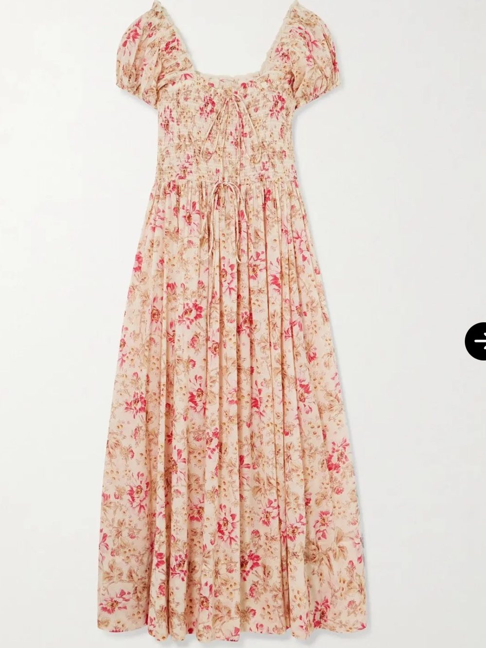 Doen Stanza Lace-Trimmed Floral-Print Organic Cotton-Voile Midi Dress, S - Picture 3 of 12